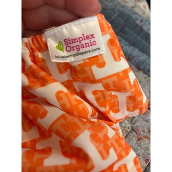 Simplex Organic Reusable Cloth Diaper Tennessee T Print Adjustable Snap Closure - Picture 3 of 5